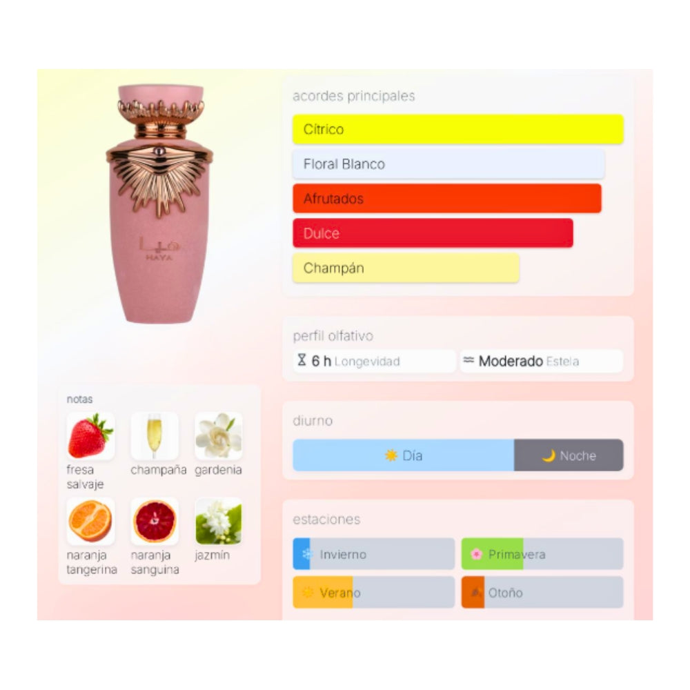 Perfume Haya Lattafa 100ml Para Mujeres  Calidad Premium