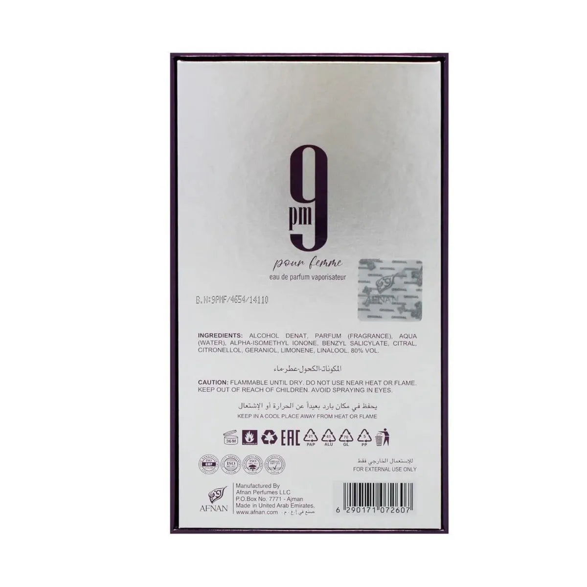 Afnan 9 PM Pour Femme Eau de Parfum 100 ml