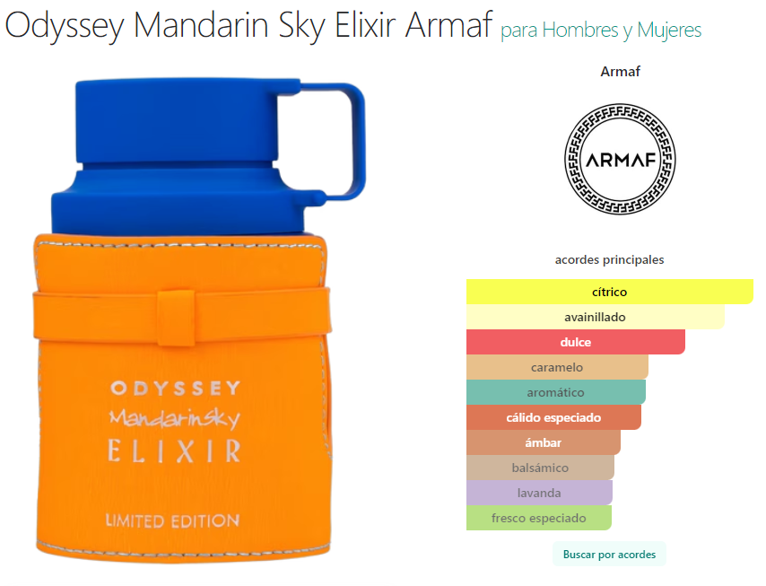 Armaf Odyssey Mandarin Sky Elixir  EDP 100 ml Para Hombres Calidad Premium
