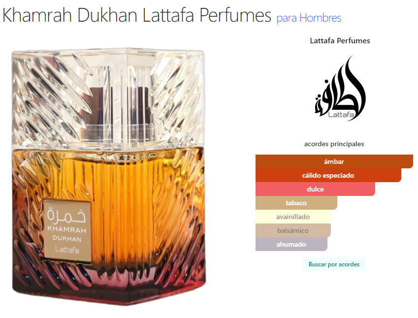 Perfume Khamrah Dukhan Lattafa 100ML Para Hombre Calidad Premium