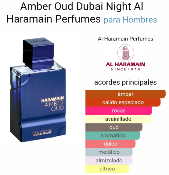 Perfume Amber Oud Dubai Night AlHaramain 75ML Original Para Hombres Obsequio Atomizador