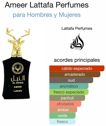Perfume Al Noble Ameer EDP Original  Lattafa 100ML Unisex Obsequio Atomizador