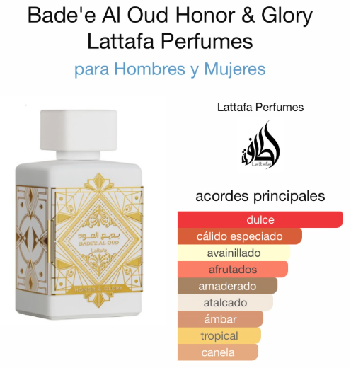 Perfume Badee Al Oud Honor & Glory Lattafa Original 100ml Unisex Obsequio Atomizador