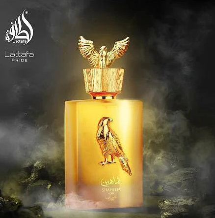 Perfume Lattafa Shaheen Gold Original 100ml EDP Unisex Obsequio Atomizador