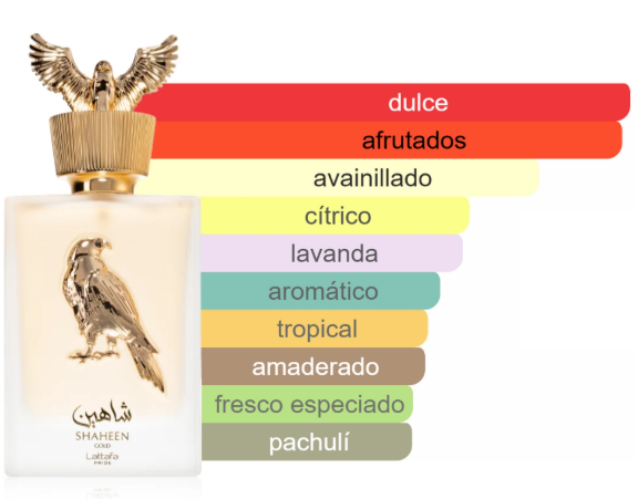 Perfume Lattafa Shaheen Gold Original 100ml EDP Unisex Obsequio Atomizador