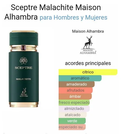Perfume Sceptre Malachite Maison Alhambra Original 100 ML EDP Uninsex Obsequio Atomizador