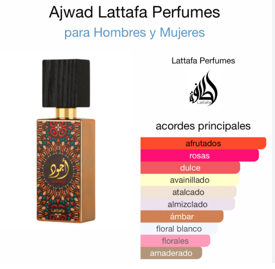 Perfume Lattafa Ajwad 60ml Original EDP Unisex Obsequio Atomizador