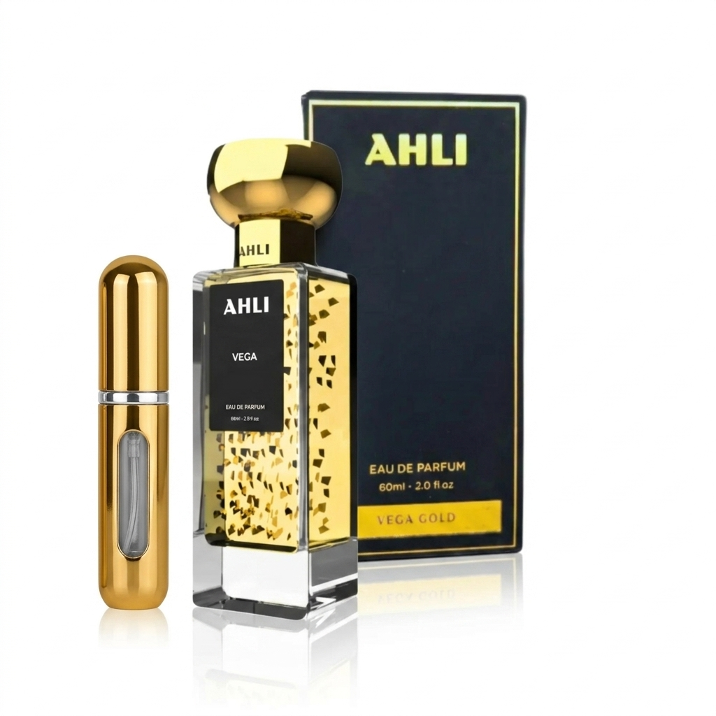 Perrfume Ahli Vega Gold Escarcha De Oro Original 60ml EDP Unisex Obsequio Atomizador